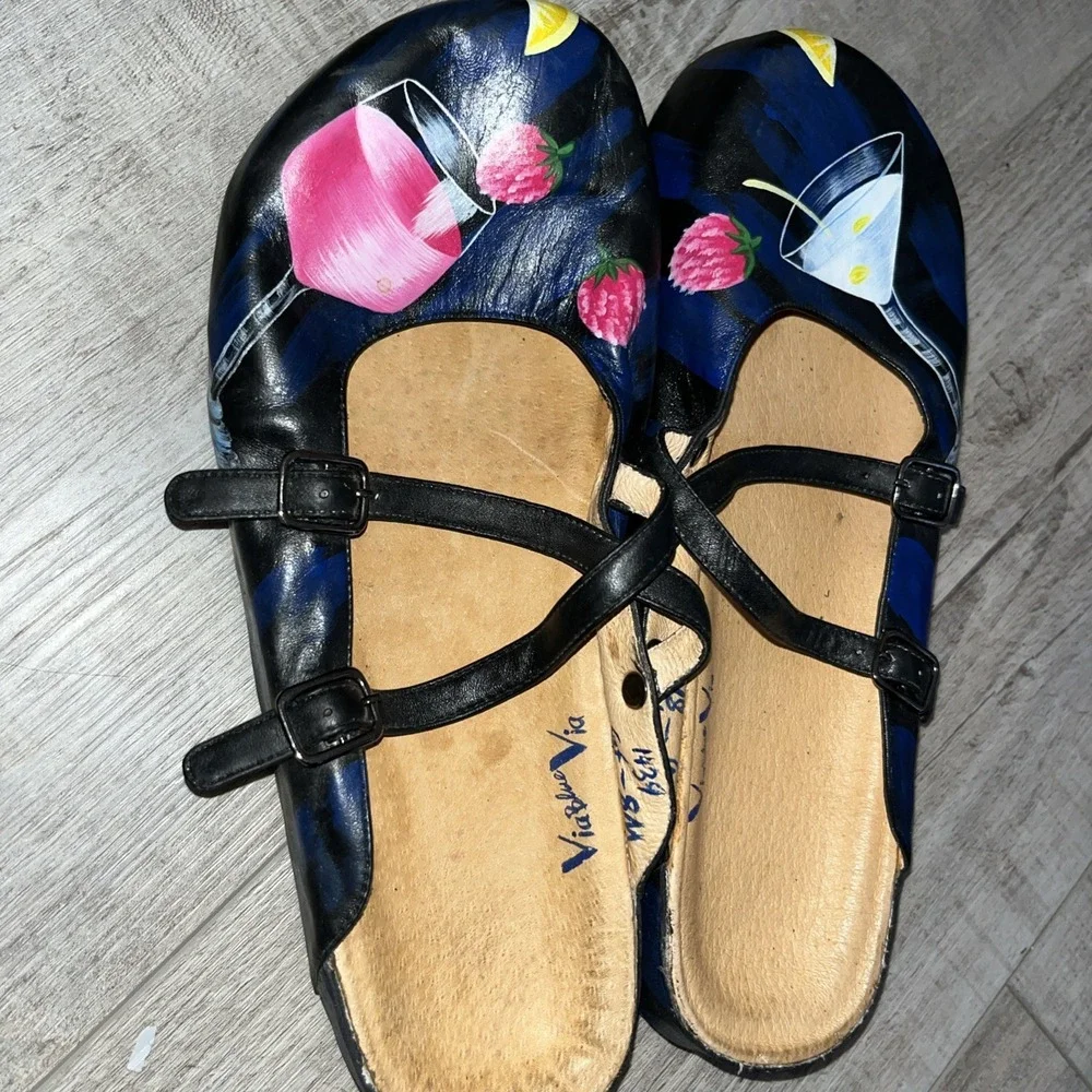 Via blue Via Hand painted Women's shoes‎ Sandals Painted Size 8